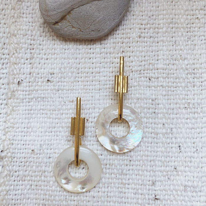 Mother of Pearl Intersect Earrings